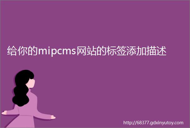 给你的mipcms网站的标签添加描述